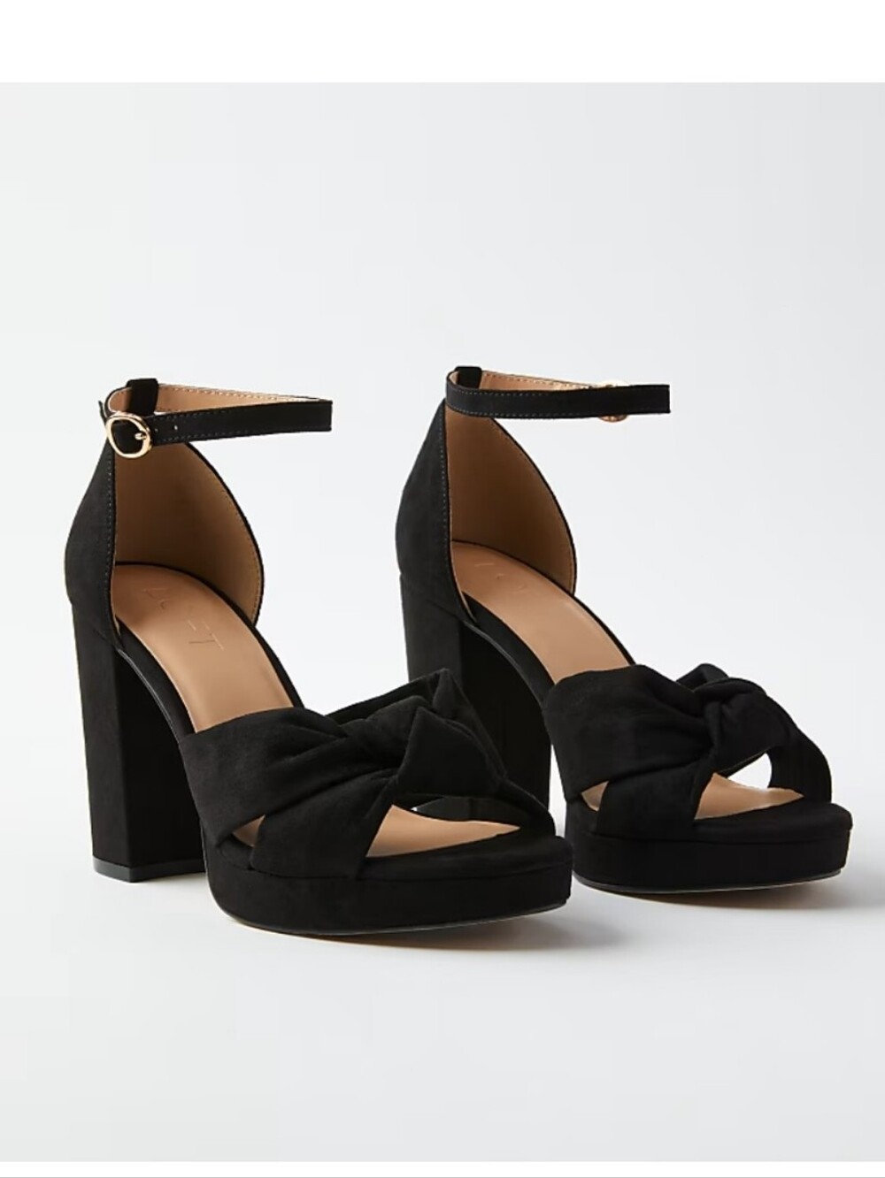 Loft Black Suede Knot Front Block Heel Sandals.  Sz 8.5.  New